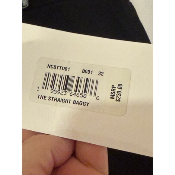 FRAME The Straight Baggy Jeans Womens Size 32 Black Wide-Leg Raw Hem - Picture 4 of 12